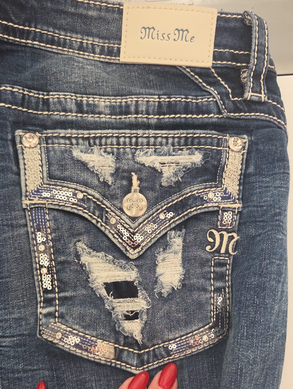 Miss Me Curvy Boot Stretch Jean Women 34 Bling